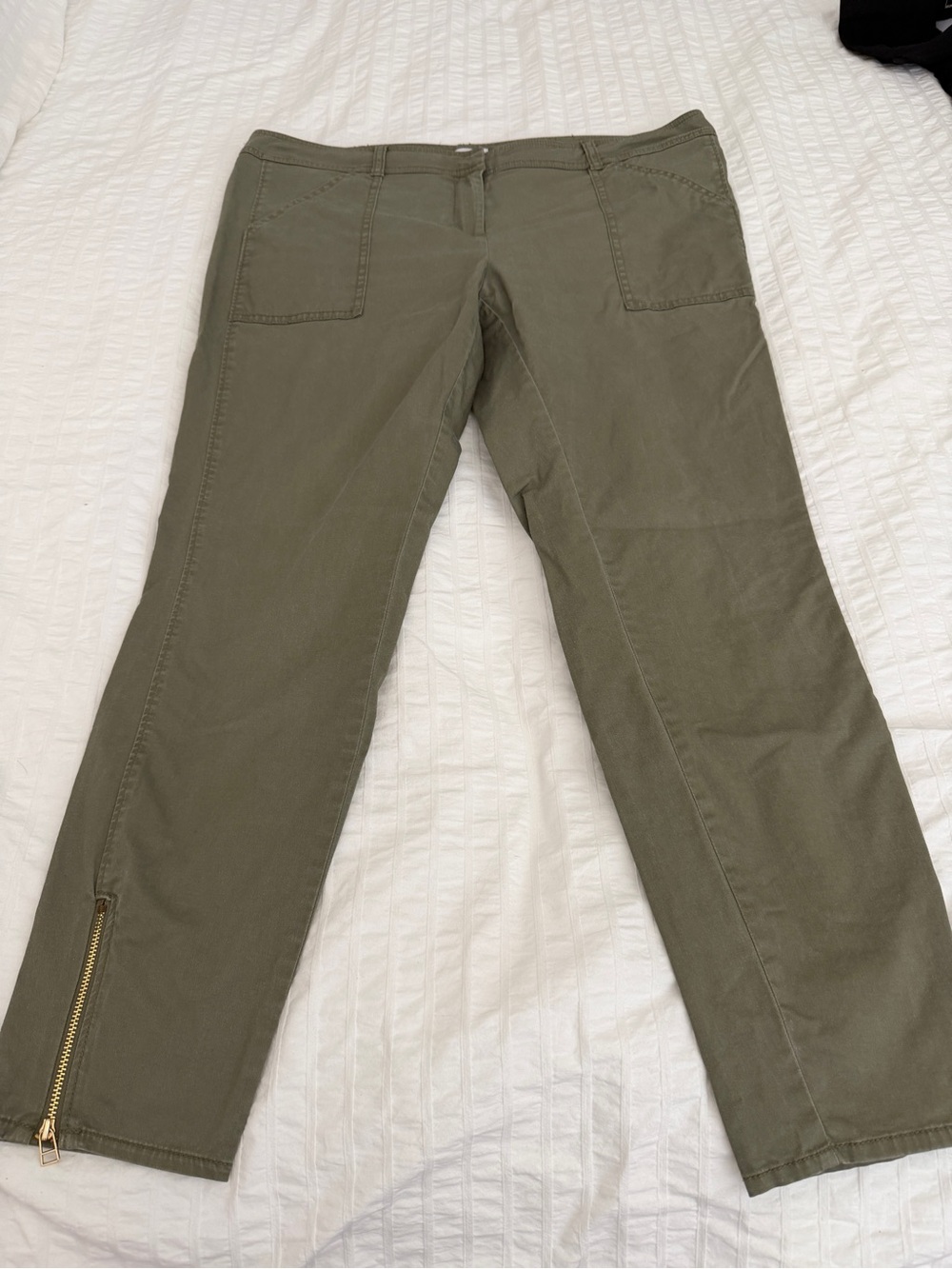 New York & Company Olive Green Women's Chinos with Ankle Zipper